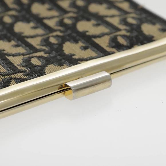 Christian Dior Trotter Canvas Pouch Navy Gold Auth 94733 - Picture 12 of 16